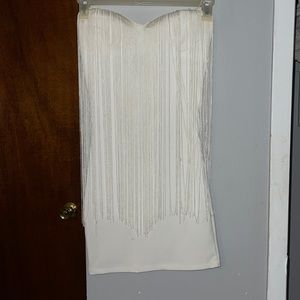 White mini dress w/ long fringe